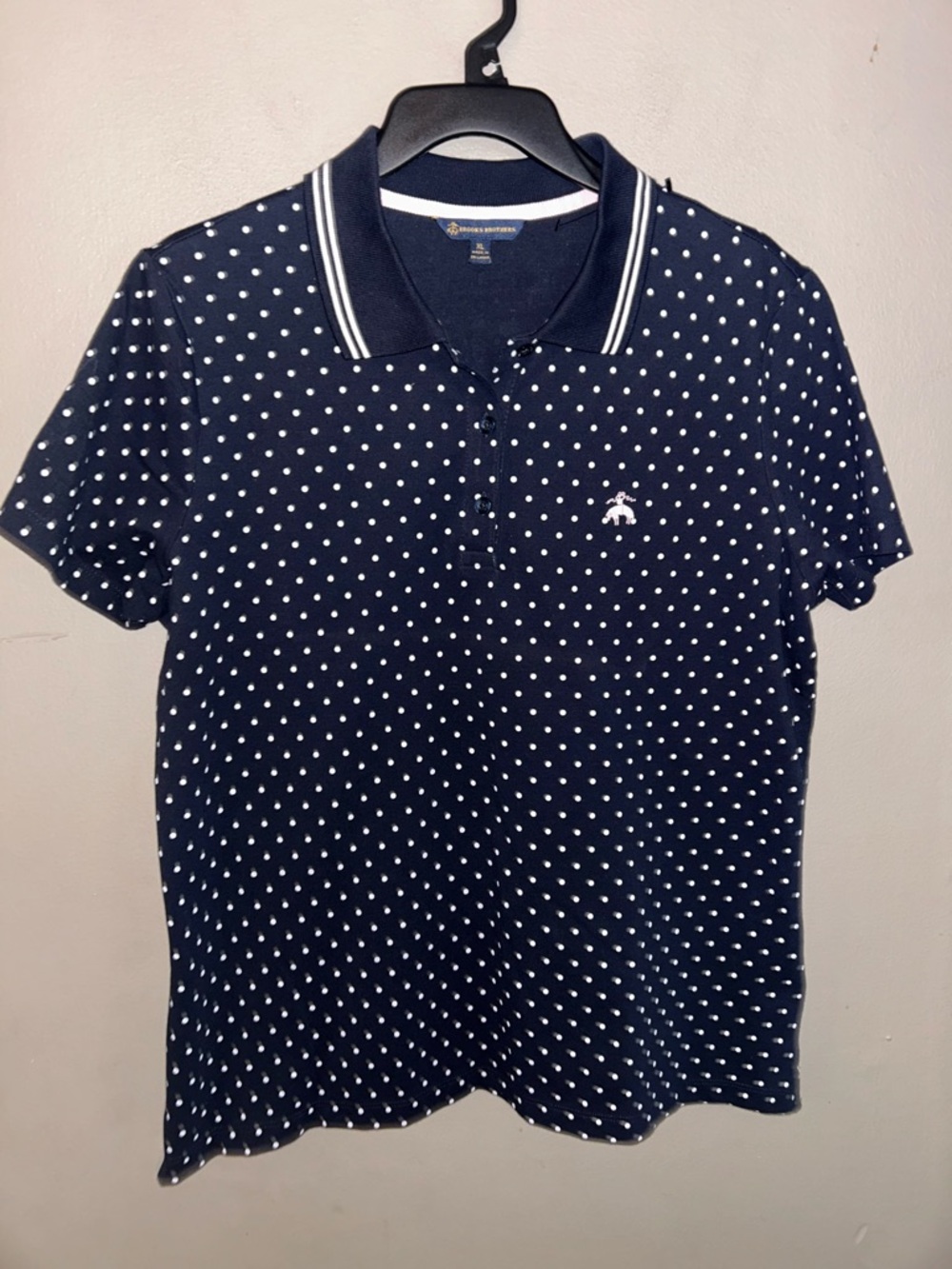 Brooks Brothers Shirt - navy/white polka dot w/chest logo
